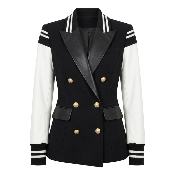 Color Block Double Breasted Blazer for Executive Office Style Women-Vyana Collective