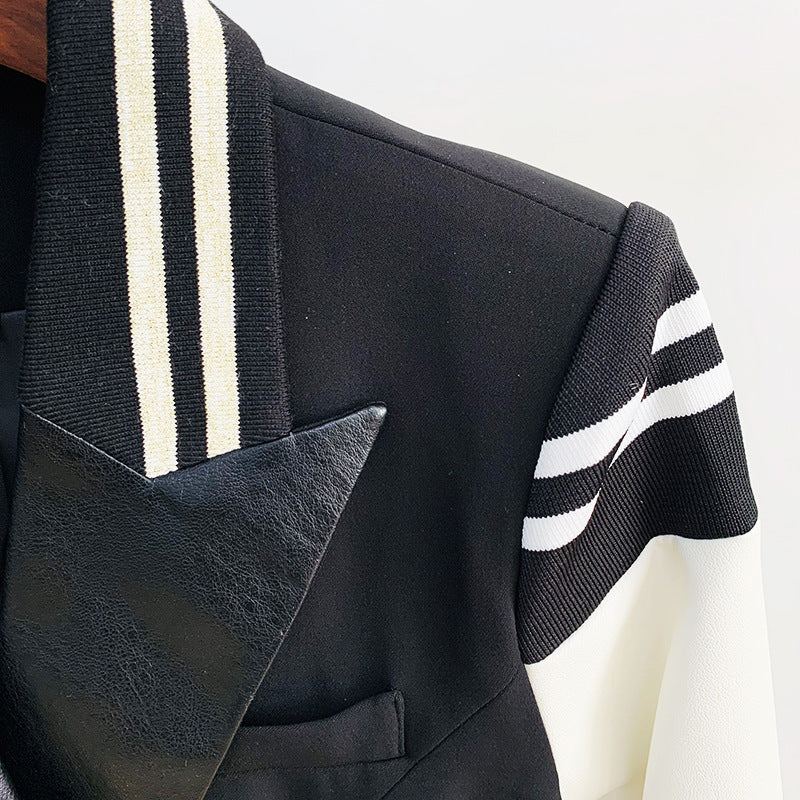 Color Block Double Breasted Blazer for Executive Office Style Women-Vyana Collective