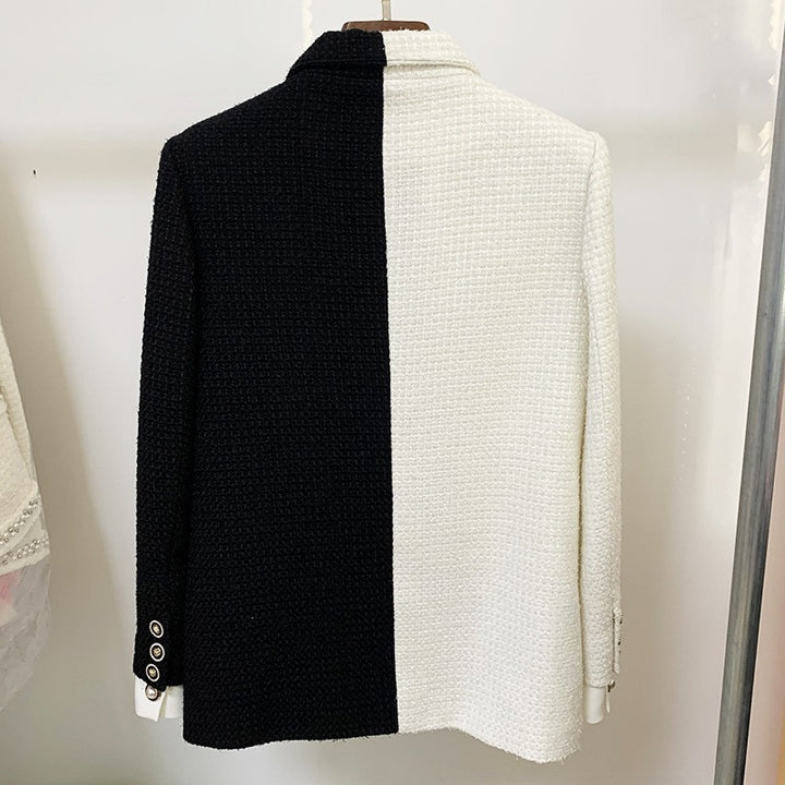 Color Block Tweed Blazer for Executive Office Style Women-Vyana Collective