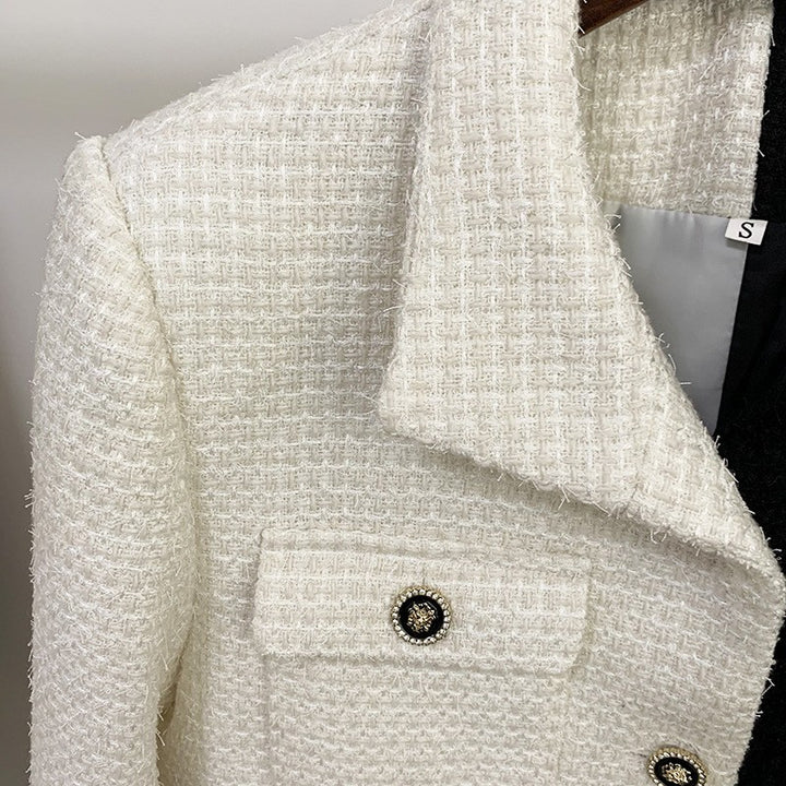 Color Block Tweed Blazer for Executive Office Style Women-Vyana Collective
