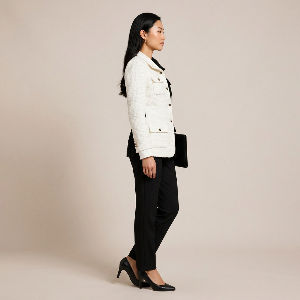 Color Block Tweed Blazer for Executive Office Style Women-Vyana Collective