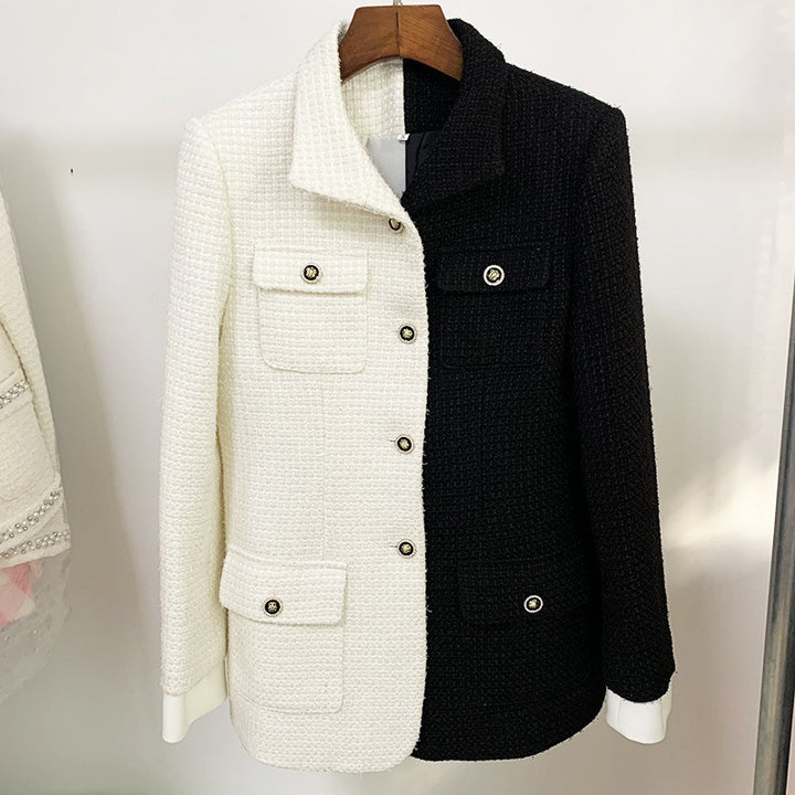 Color Block Tweed Blazer for Executive Office Style Women-Vyana Collective