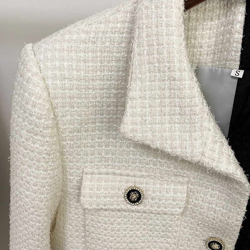 Color Block Tweed Blazer for Executive Office Style Women-Vyana Collective