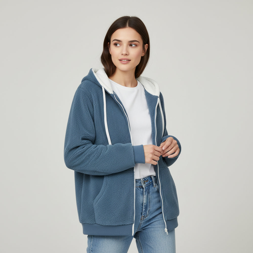Cozy Color-Block Hooded Jacket for Women-Vyana Collective