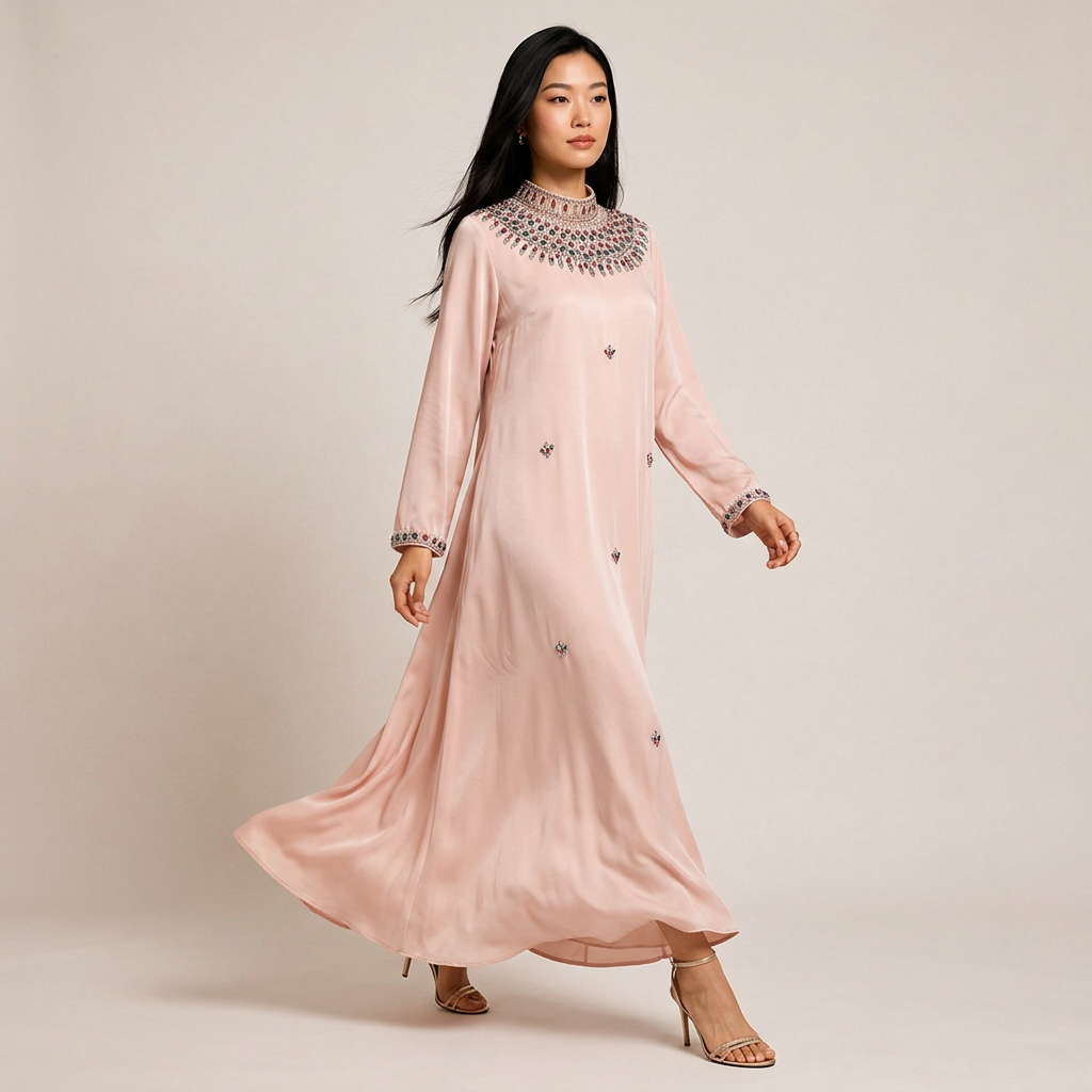 Crystal Beaded High Neck Maxi Evening Dress-Vyana Collective
