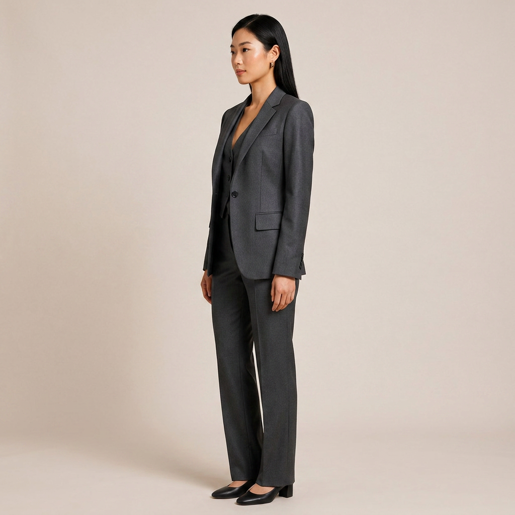 Dark Grey Three Piece Suit Set for Meetings Ready and Executive Office Style Women-Vyana Collective