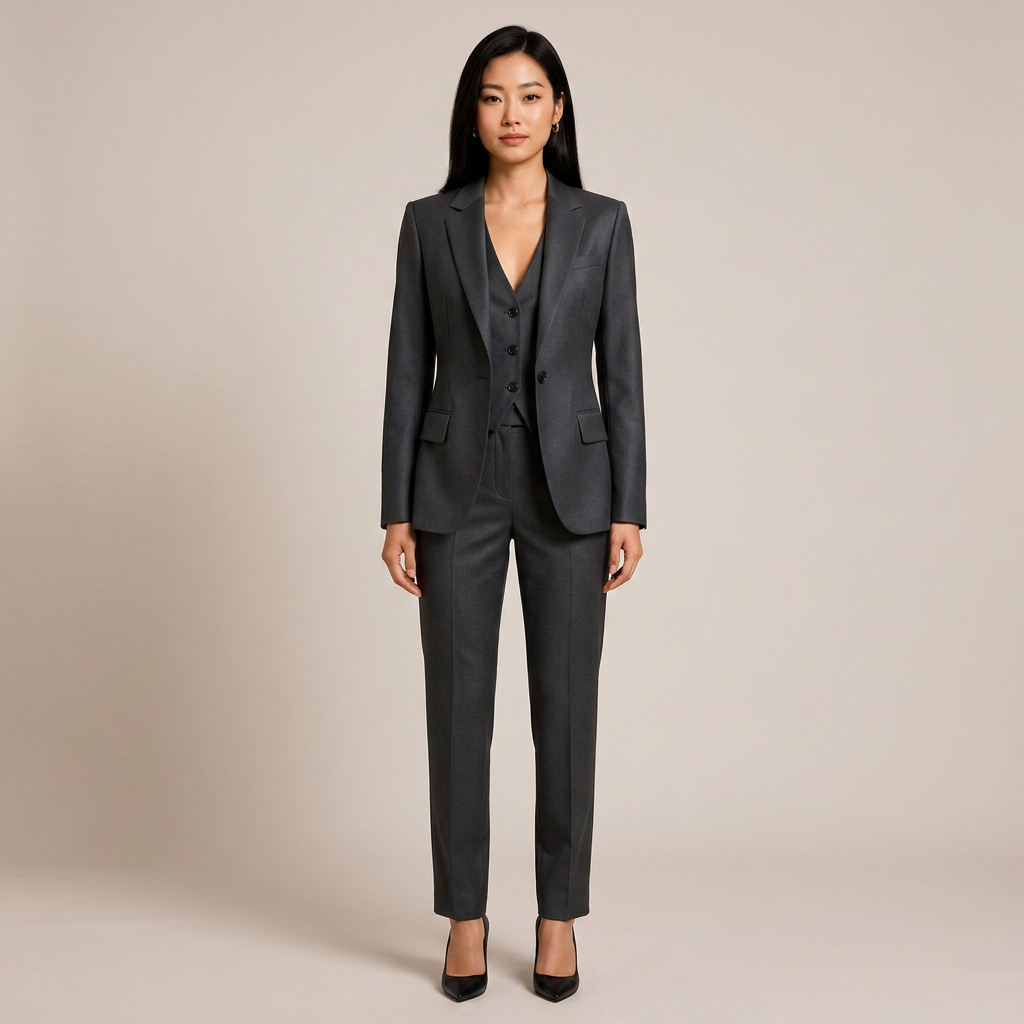 Dark Grey Three Piece Suit Set for Meetings Ready and Executive Office Style Women-Vyana Collective