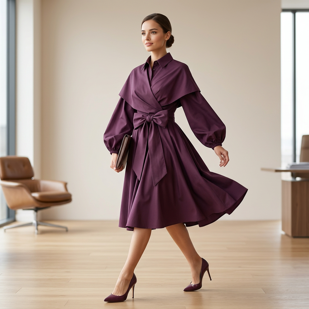 Deep Magenta Wrap Shirt Mini Dress for Date Nights and Elevated Evenings for Women-Vyana Collective