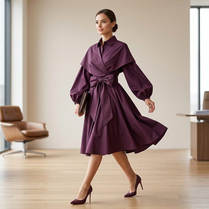 Deep Magenta Wrap Shirt Mini Dress for Date Nights and Elevated Evenings for Women-Vyana Collective