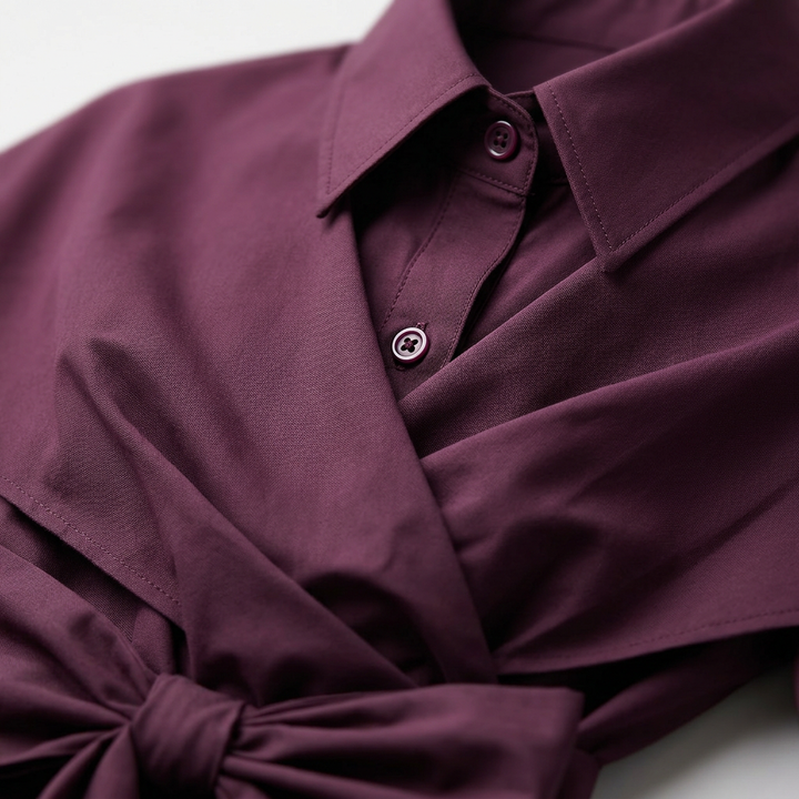 Deep Magenta Wrap Shirt Mini Dress for Date Nights and Elevated Evenings for Women-Vyana Collective