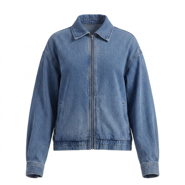 Denim Jacket and Wide-Leg Jeans Set for Women-Vyana Collective