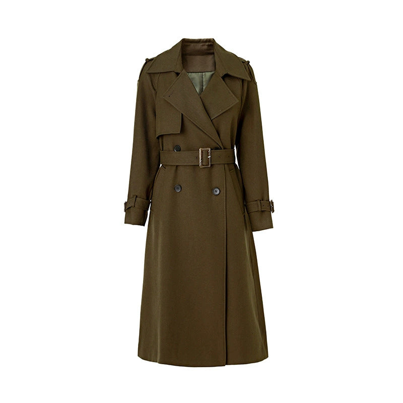 Double-Breasted Belted Midi Trench Coat-Vyana Collective