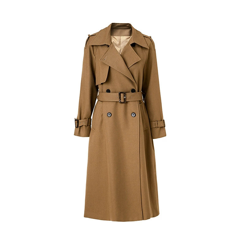 Double-Breasted Belted Midi Trench Coat-Vyana Collective