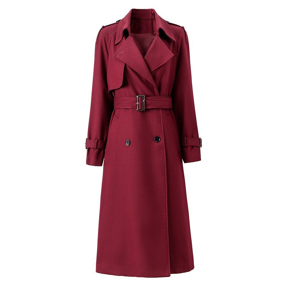 Double-Breasted Belted Midi Trench Coat-Vyana Collective