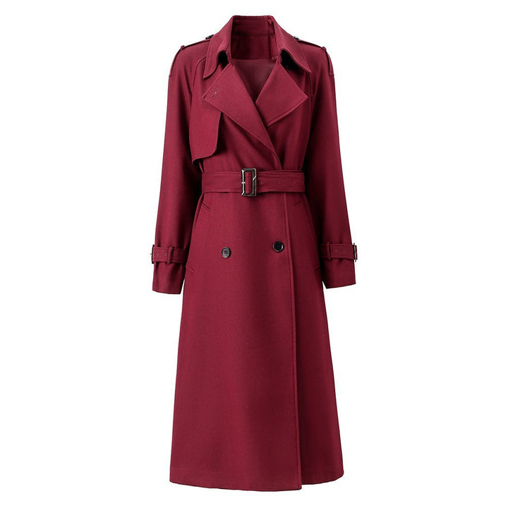 Double-Breasted Belted Midi Trench Coat-Vyana Collective