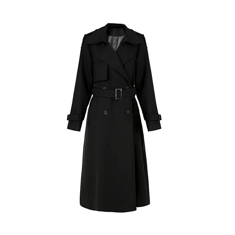Double-Breasted Belted Midi Trench Coat-Vyana Collective