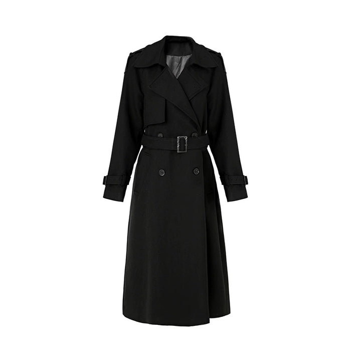 Double-Breasted Belted Midi Trench Coat-Vyana Collective
