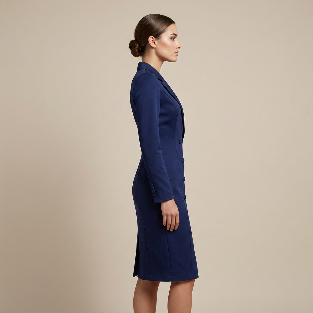 Double Breasted Blazer Midi Dress for Meetings Ready and Executive Elegance Women-Vyana Collective