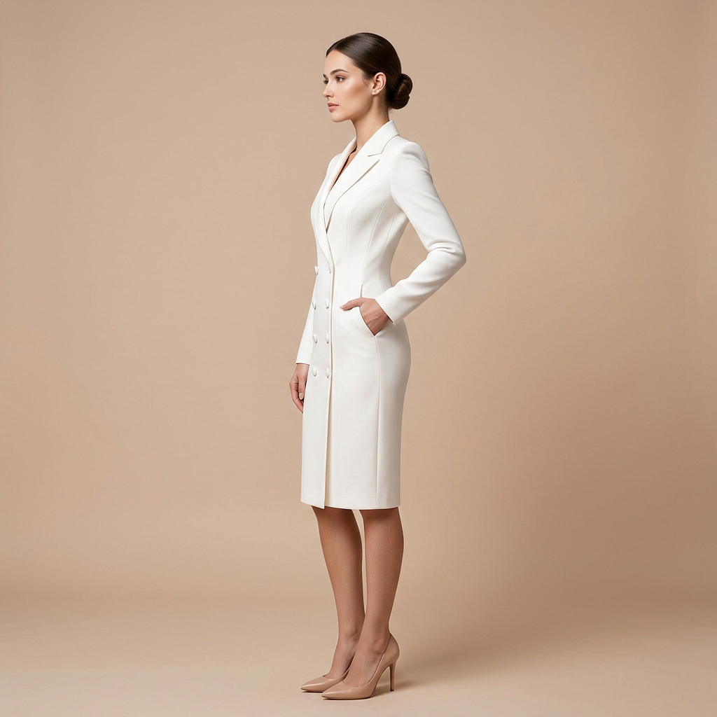 Double Breasted Blazer Midi Dress for Meetings Ready and Executive Elegance Women-Vyana Collective
