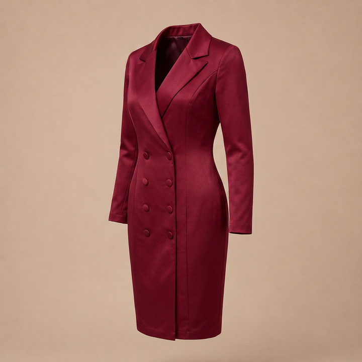 Double Breasted Blazer Midi Dress for Meetings Ready and Executive Elegance Women-Vyana Collective