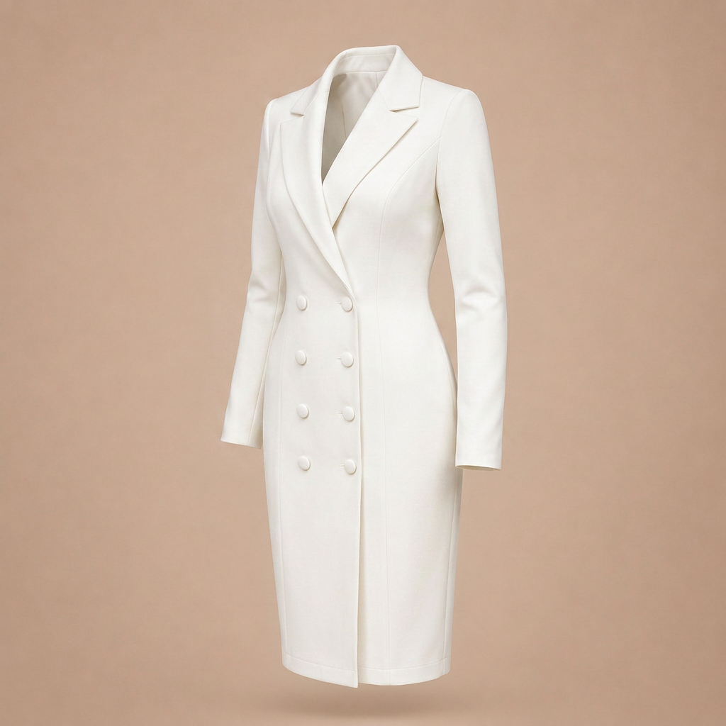 Double Breasted Blazer Midi Dress for Meetings Ready and Executive Elegance Women-Vyana Collective