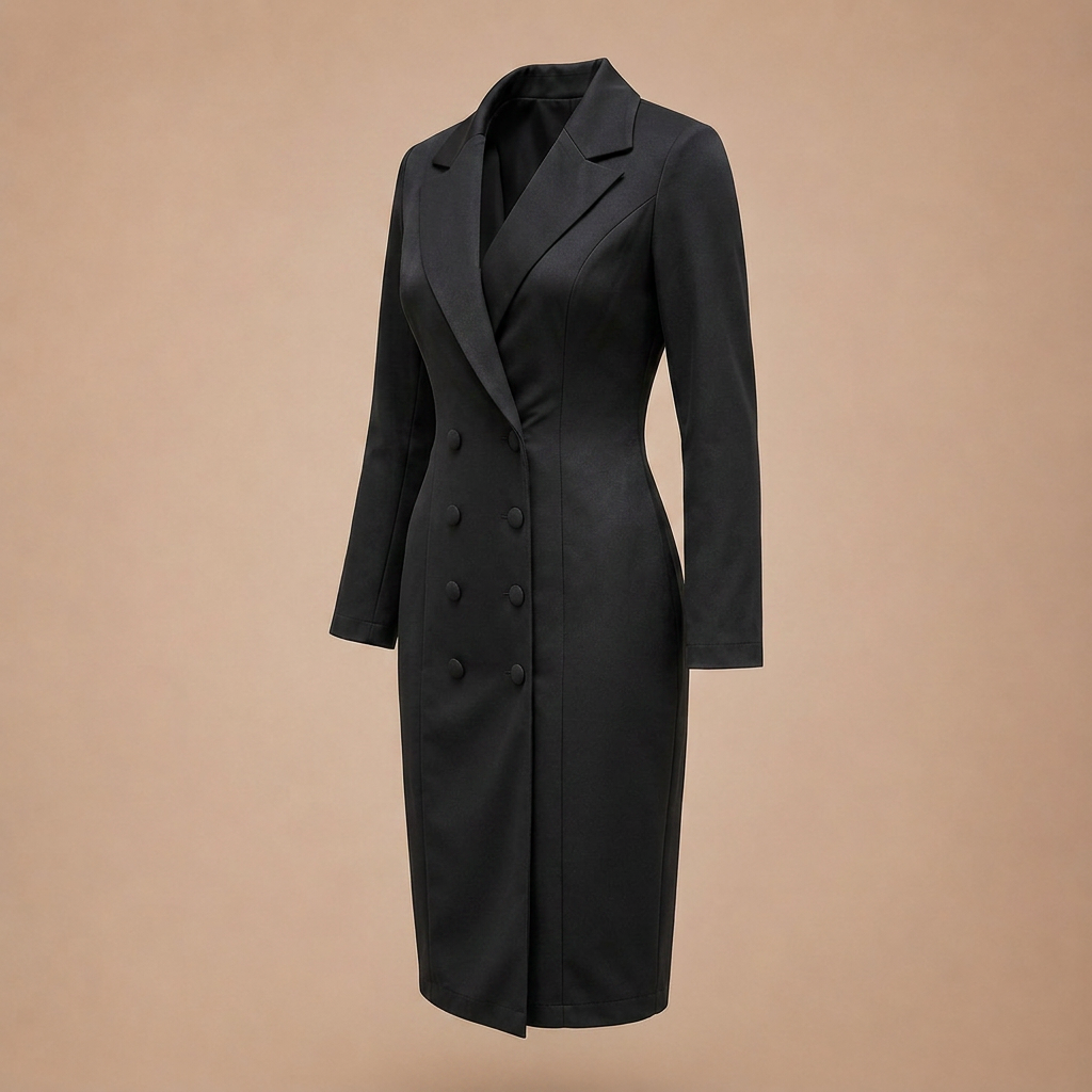 Double Breasted Blazer Midi Dress for Meetings Ready and Executive Elegance Women-Vyana Collective