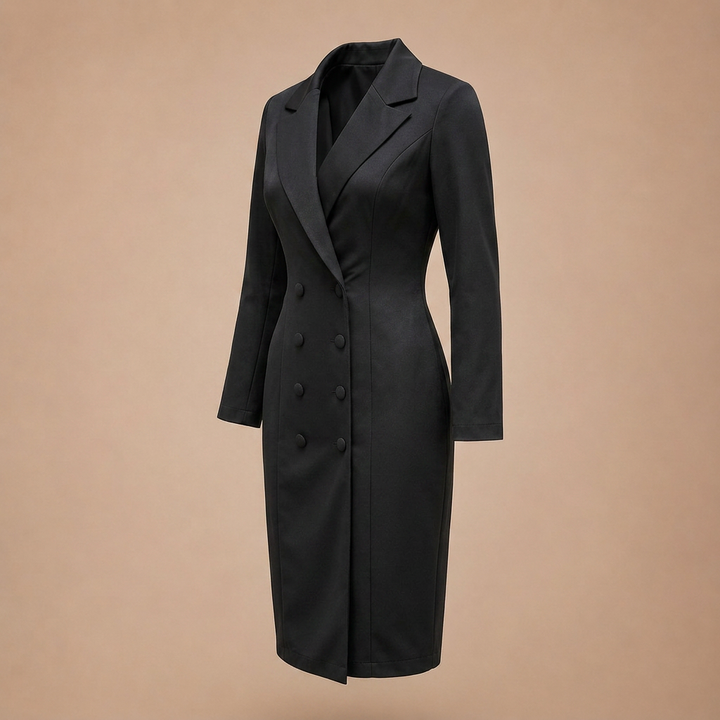 Double Breasted Blazer Midi Dress for Meetings Ready and Executive Elegance Women-Vyana Collective