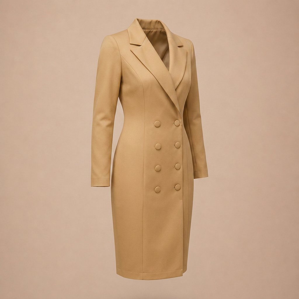 Double Breasted Blazer Midi Dress for Meetings Ready and Executive Elegance Women-Vyana Collective