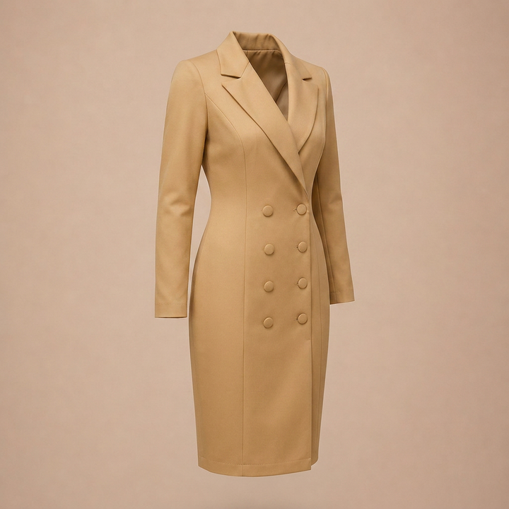 Double Breasted Blazer Midi Dress for Meetings Ready and Executive Elegance Women-Vyana Collective