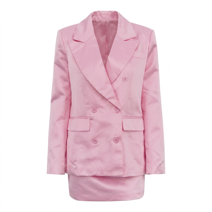 Double Breasted Blazer and High Waist Mini Skirt Set for Friday Night Vibes Women-Vyana Collective