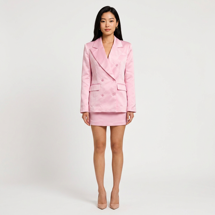 Double Breasted Blazer and High Waist Mini Skirt Set for Friday Night Vibes Women-Vyana Collective