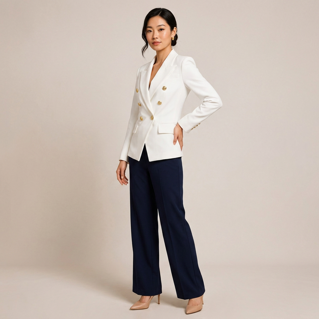 Double-Breasted Blazer for Meetings Ready and Timeless Executive Style Women-Vyana Collective
