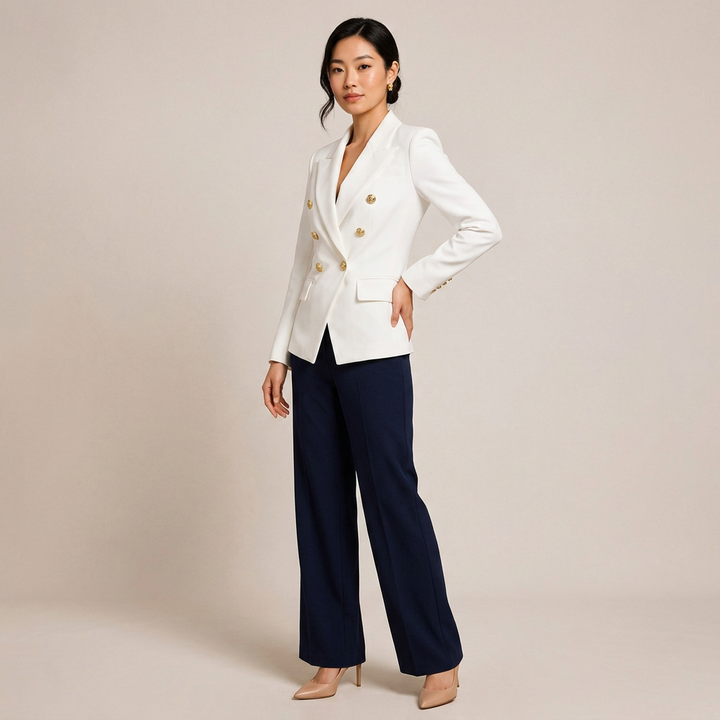 Double-Breasted Blazer for Meetings Ready and Timeless Executive Style Women-Vyana Collective