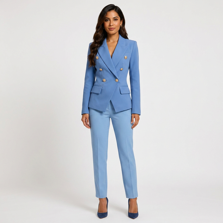 Double-Breasted Blazer for Meetings Ready and Timeless Executive Style Women-Vyana Collective