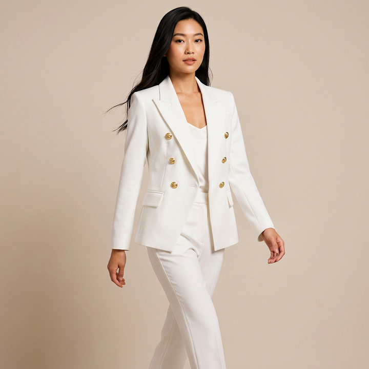 Double-Breasted Blazer for Meetings Ready and Timeless Executive Style Women-Vyana Collective