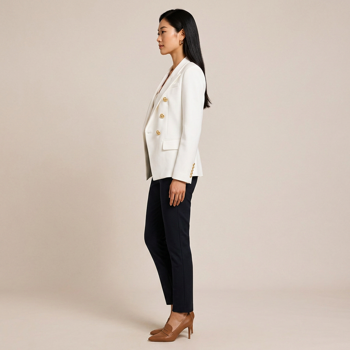 Double-Breasted Blazer for Meetings Ready and Timeless Executive Style Women-Vyana Collective