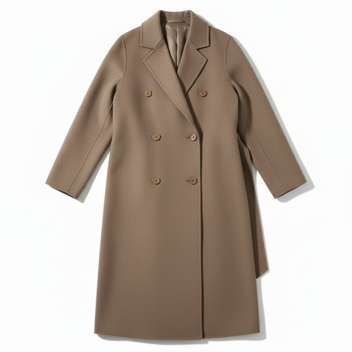 Double-Breasted Over-Knee Wool Coat with Suit Collar-Vyana Collective