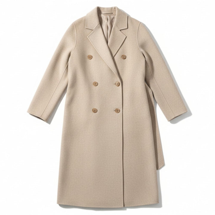 Double-Breasted Over-Knee Wool Coat with Suit Collar-Vyana Collective