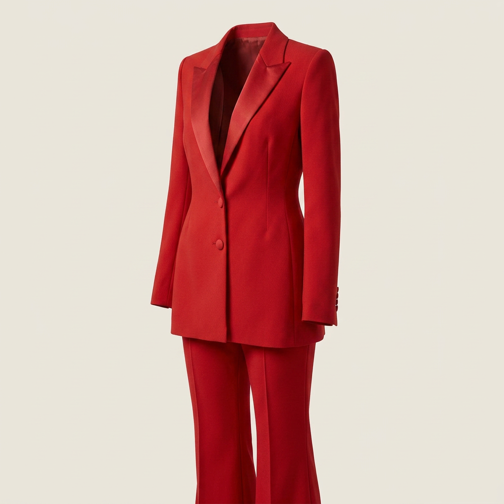 Double-Breasted Satin Lapel Pantsuit-Vyana Collective