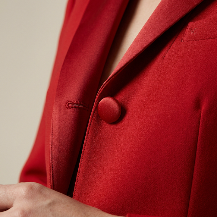 Double-Breasted Satin Lapel Pantsuit-Vyana Collective