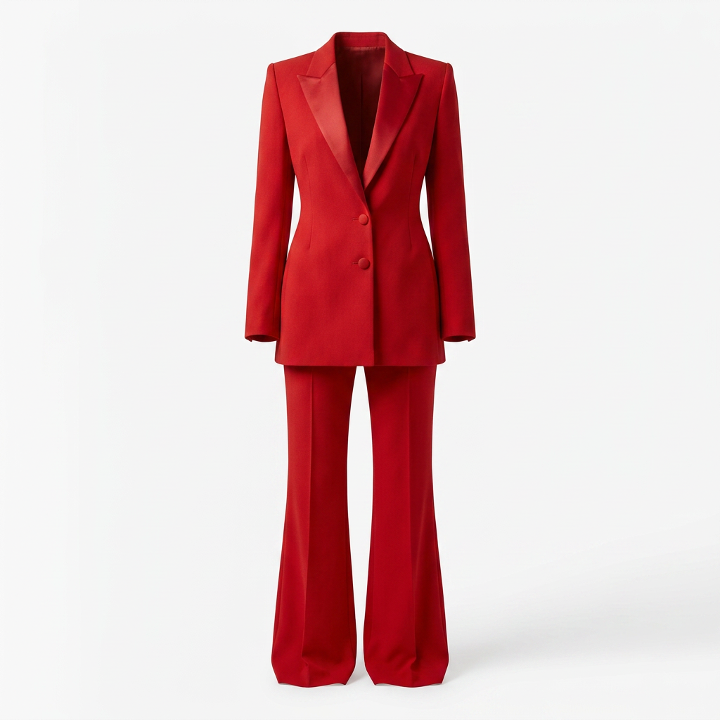 Double-Breasted Satin Lapel Pantsuit-Vyana Collective