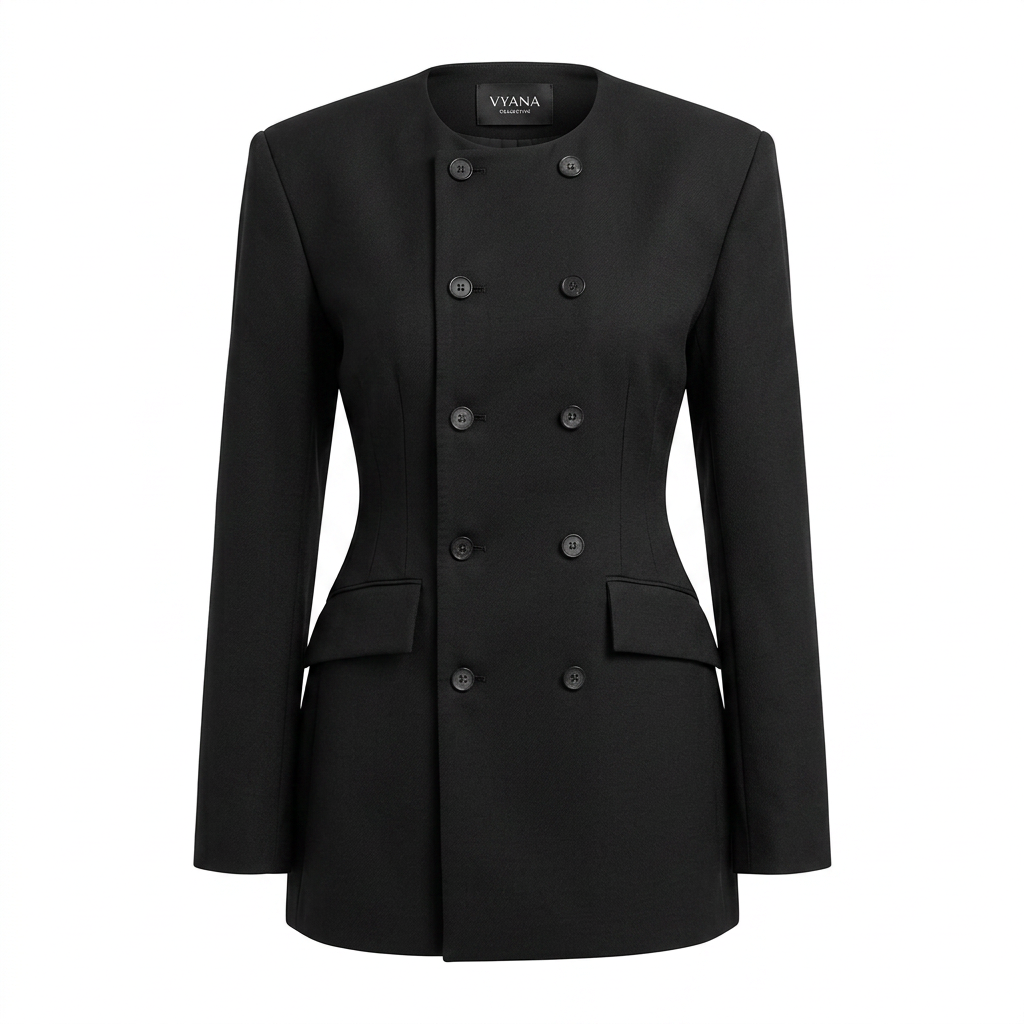 Elegant Double Breasted Mini Blazer Dress for Evening-Vyana Collective