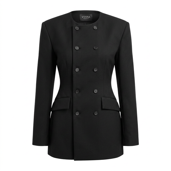 Elegant Double Breasted Mini Blazer Dress for Evening-Vyana Collective