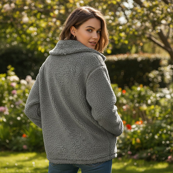 Elegant Lapel Fleece Jacket-Vyana Collective