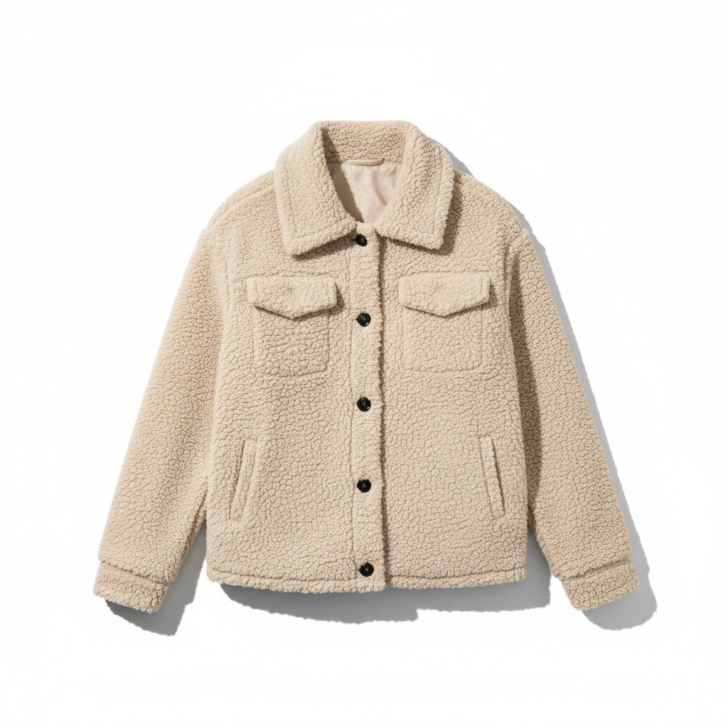 Elegant Lapel Fleece Jacket-Vyana Collective