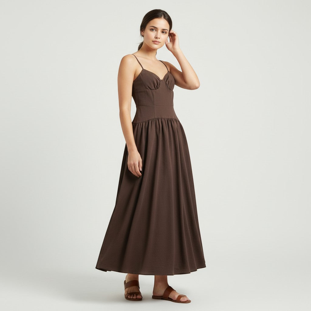 Elegant Sleeveless Bow Accent Elastic Waist Dress-Vyana Collective