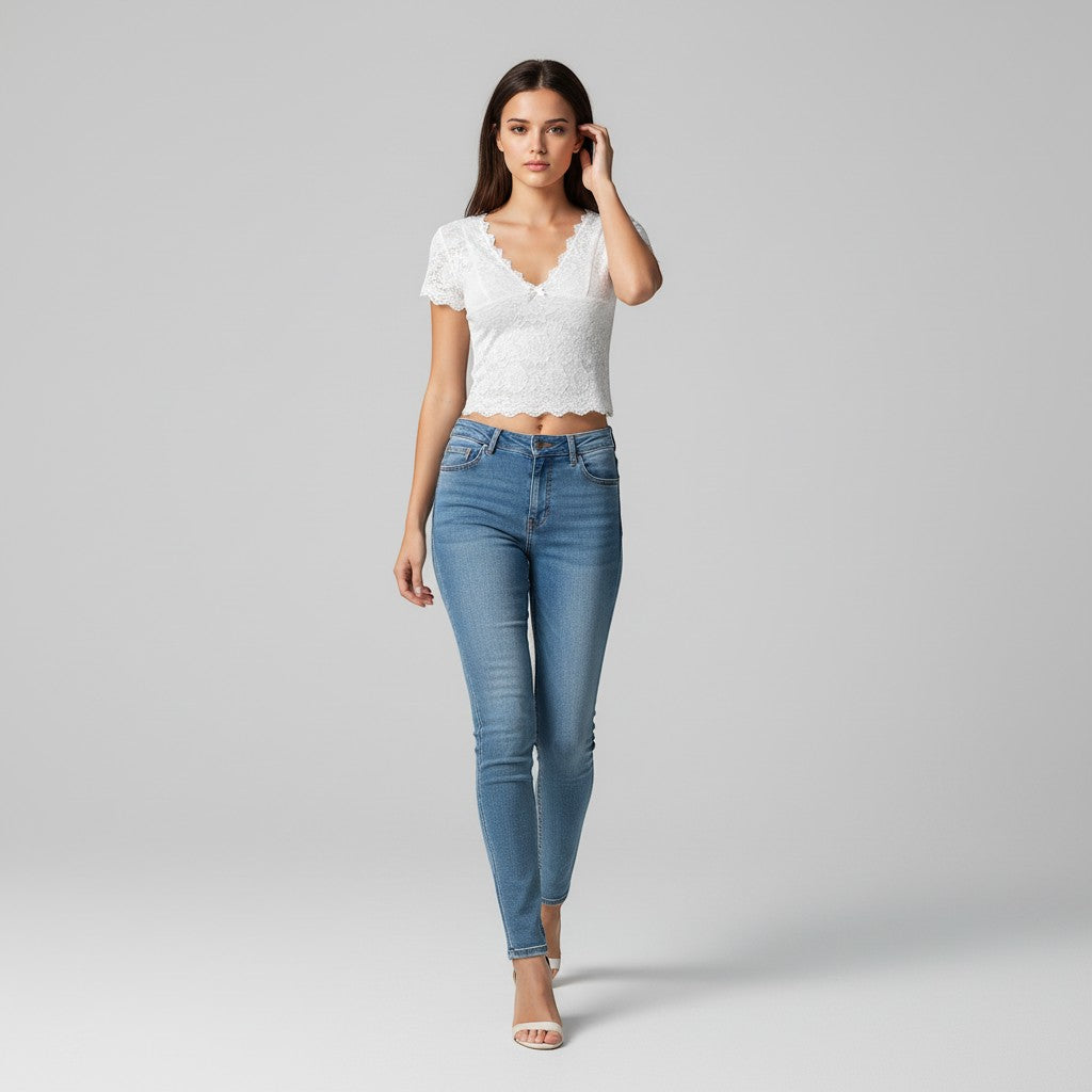 Elegant Women's V-Neck Lace Blouse with Bowknot-Vyana Collective
