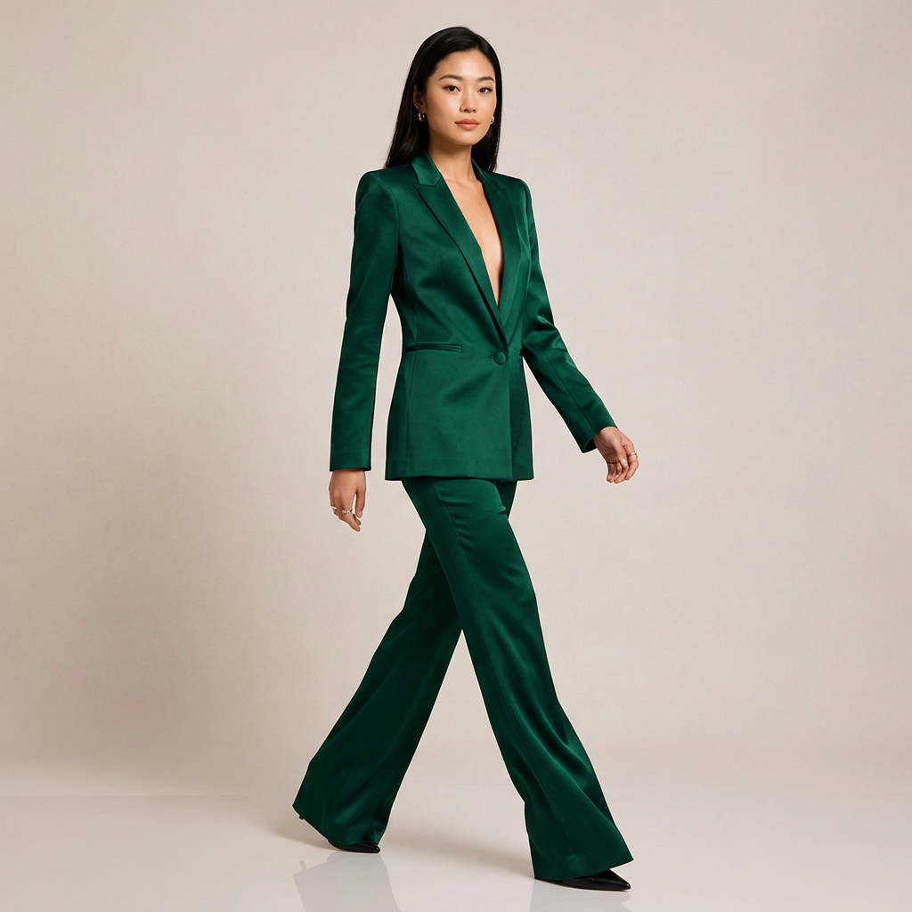 Emerald Green Relaxed Blazer and Wide Leg Pants Set for Friday Night Vibes and Effortless Sophistication Women-Vyana Collective