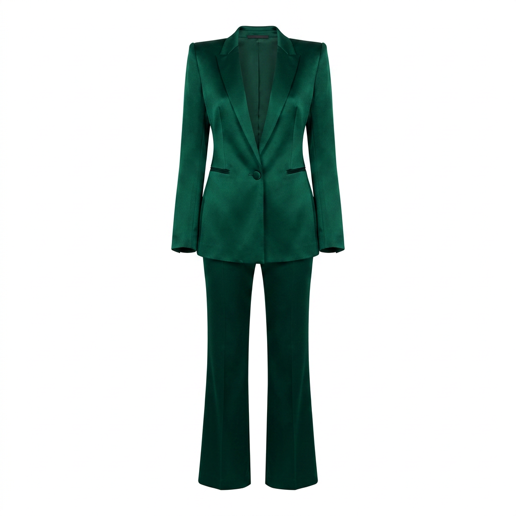 Emerald Green Relaxed Blazer and Wide Leg Pants Set for Friday Night Vibes and Effortless Sophistication Women-Vyana Collective