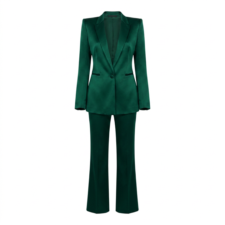 Emerald Green Relaxed Blazer and Wide Leg Pants Set for Friday Night Vibes and Effortless Sophistication Women-Vyana Collective